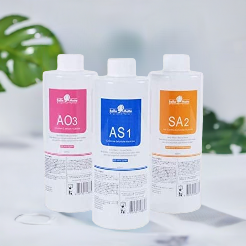 AS1 SA2 AO3 Small Bubble Solution, Skin Care Facial Serum Aqua Peeling Solution 3x400ml, Hydrafacial Machine Solution for Cleaning Face & Salon